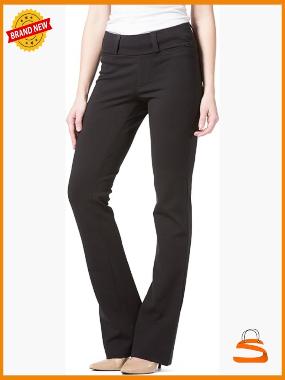 Bootcut Pull On Dress Pant Ponte Stretch Knit Mid Rise Work